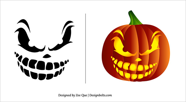 10 Free Halloween Scary Pumpkin Carving Patterns Stencils Designbolts