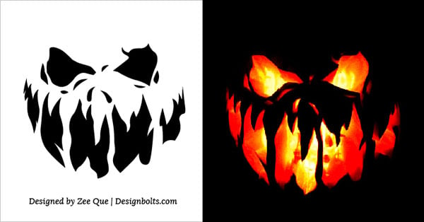 10 Free Printable Scary Pumpkin Carving Patterns Stencils Ideas 2014 