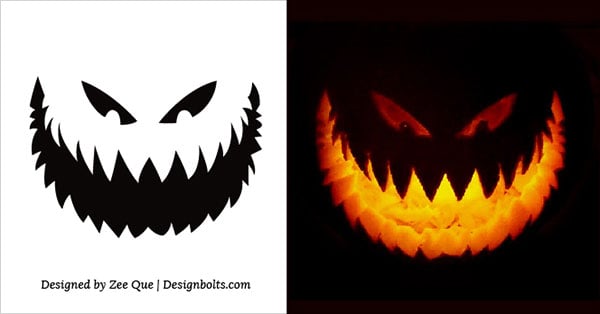 10 Free Printable Scary Halloween Pumpkin Carving Patterns Stencils 