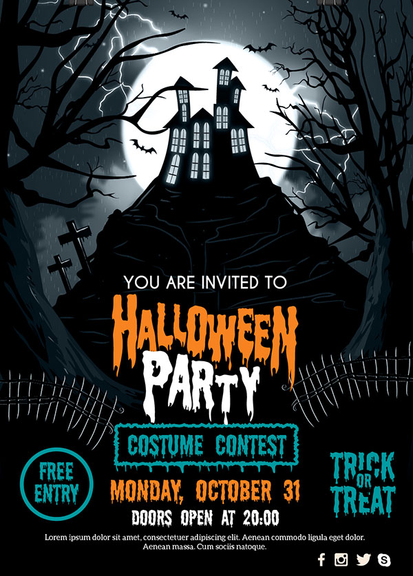 60 Free Halloween Posters Invitation Flyers Print Templates 2018