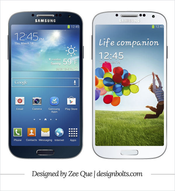 Download Free Vector Samsung Galaxy S4 Mockup in .ai Format