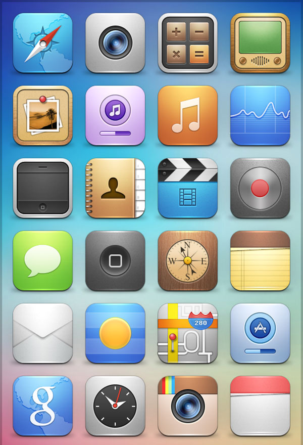25 Absolutely Free Beautiful iOS iPad/iPhone & App Icons Sets To Download