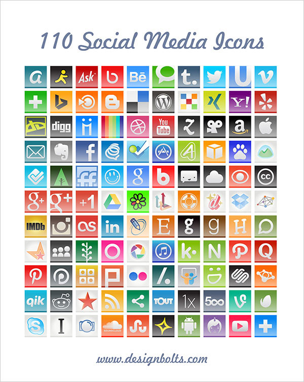 110 Free Social Media Icons for 2014 | Vector + PNGs