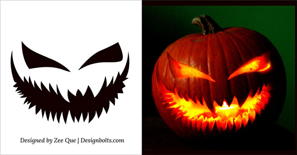 10 Free Scary Halloween Pumpkin Carving Patterns / Stencils & Ideas 2014