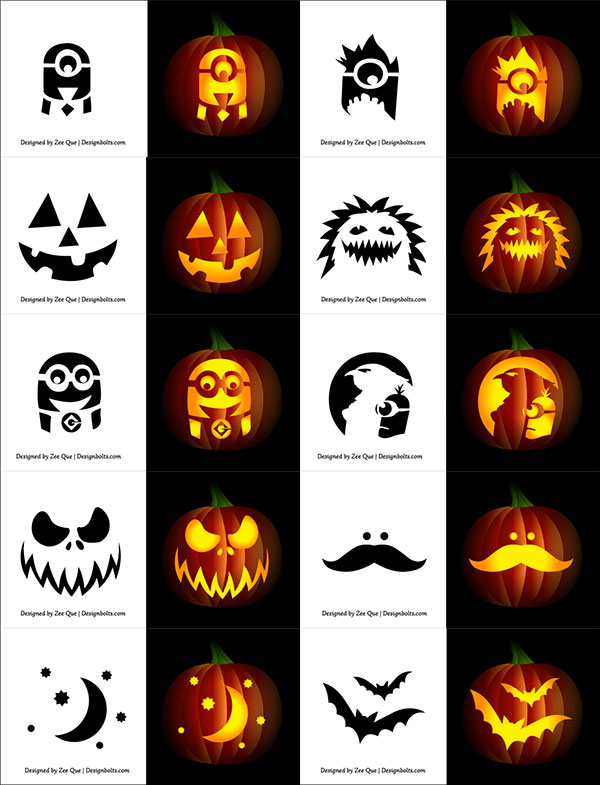 easy zombie pumpkin stencil