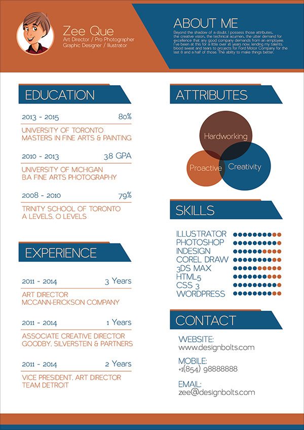 resume templates for graphic designers