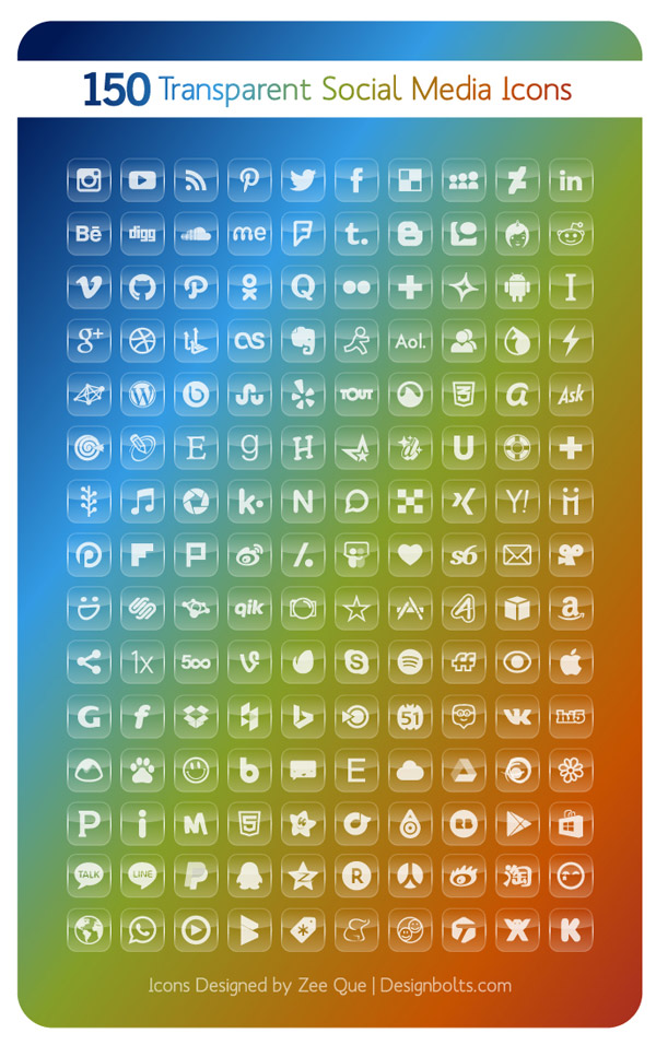 40 Free Transparent Social Media Icons | Only For Dark Backgrounds