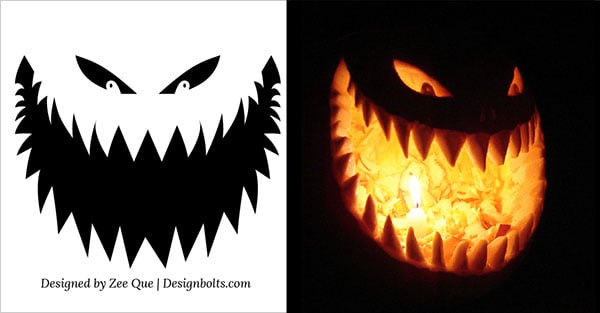 10 Free Scary Halloween Pumpkin Carving Patterns / Stencils Ideas