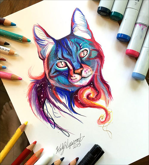realistic drawings of animals in color