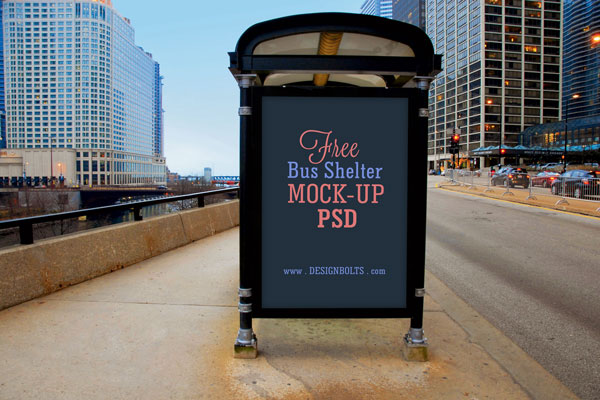 Download 2 Free Bus Shelter Side Panel Outdoor Advertising Mock-up PSD