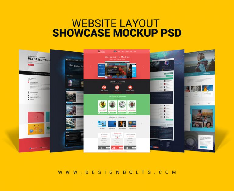 Download Free Website Layout Design Showcase Mock-up PSD for Web Designers