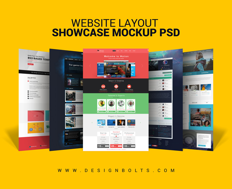 Download Free Website Layout Design Showcase Mock Up Psd For Web Designers PSD Mockup Templates