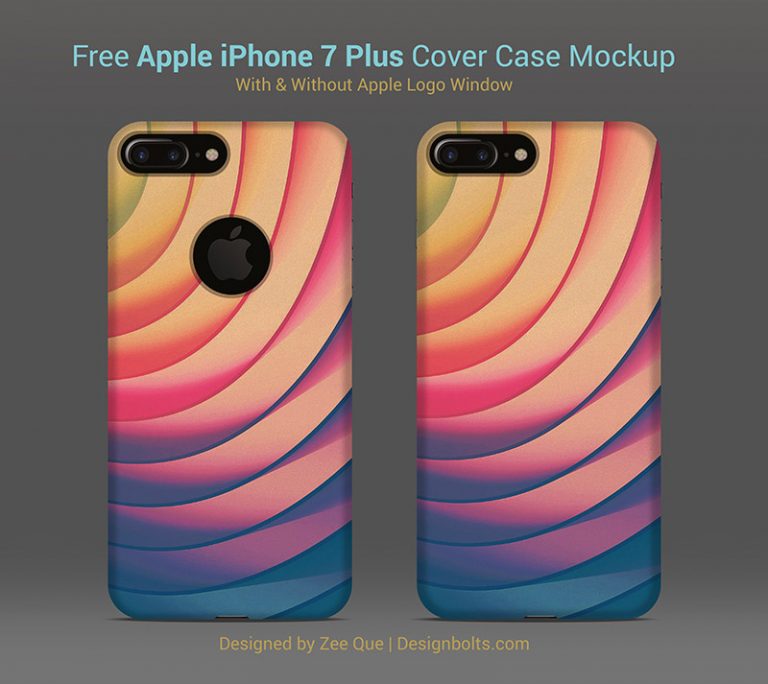 Download Free Apple iPhone 7 Plus Back Cover Case Mock-up PSD File