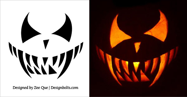 Free Scary Face Pumpkin Carving Stencils - Printable Templates
