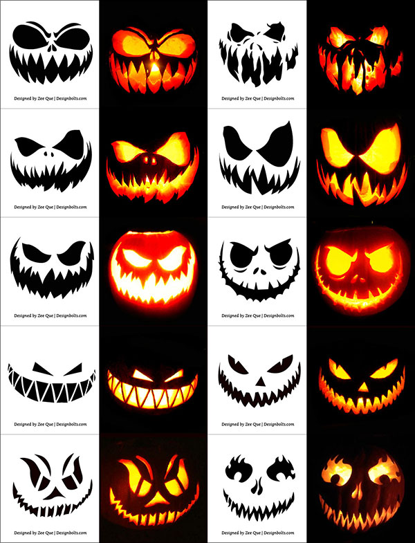 10 Free Scary Halloween Pumpkin Carving Patterns Stencils