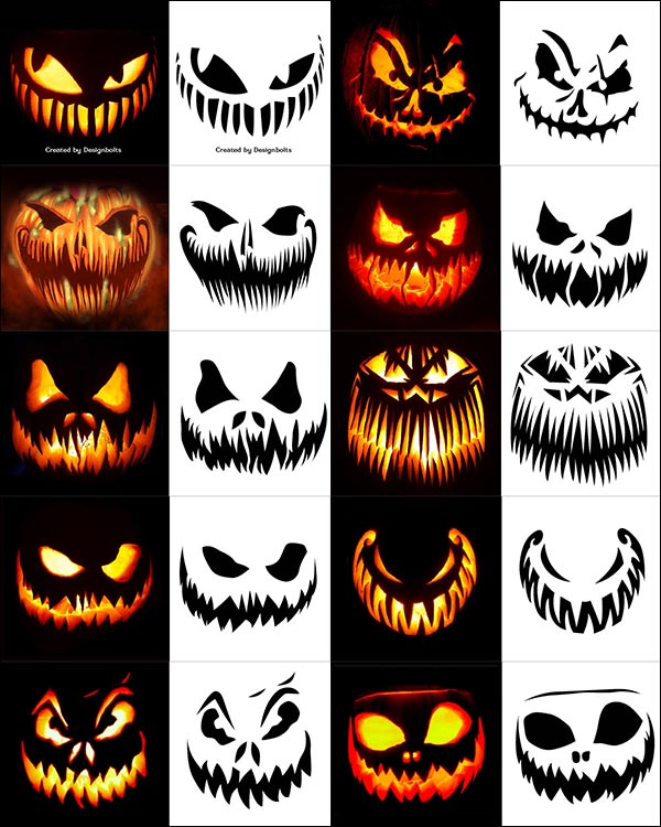 Scary Jack-O Lantern Faces Printable