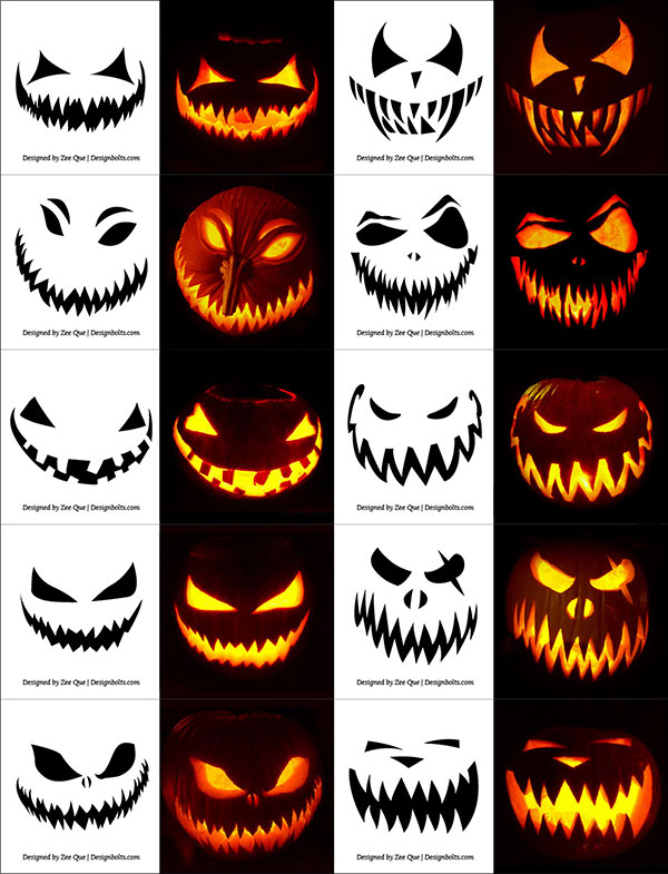 Scary Pumpkin Face Templates Free