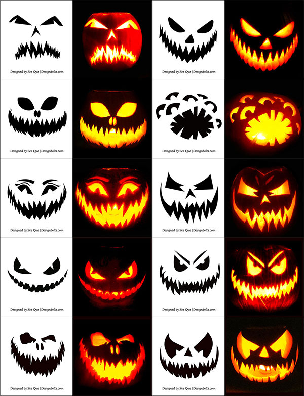 290+ Free Printable Halloween Pumpkin Carving Stencils, Patterns ...