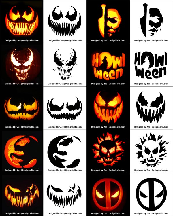 10 Free Scary Halloween Pumpkin Carving Stencils Faces 47 OFF