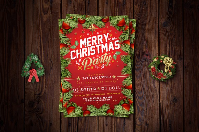 Free Christmas Party Flyer / Poster Design Template 2017 in Ai Format