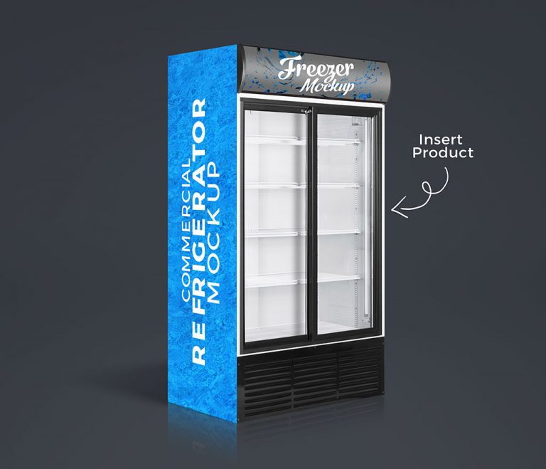 Download Free Commercial Refrigerator, Cooler / Freezer Mockup PSD with Product Insertion