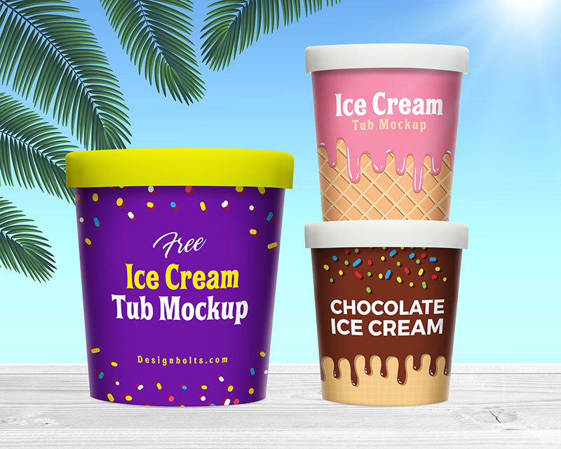 Download Free Ice Cream Bucket Tub Mockup Psd