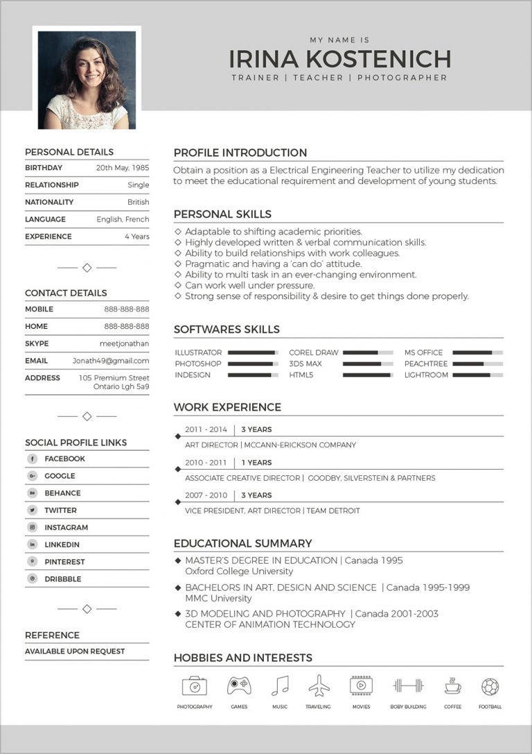 Free Modern CV Template, Cover Letter & Portfolio Design Template in ...