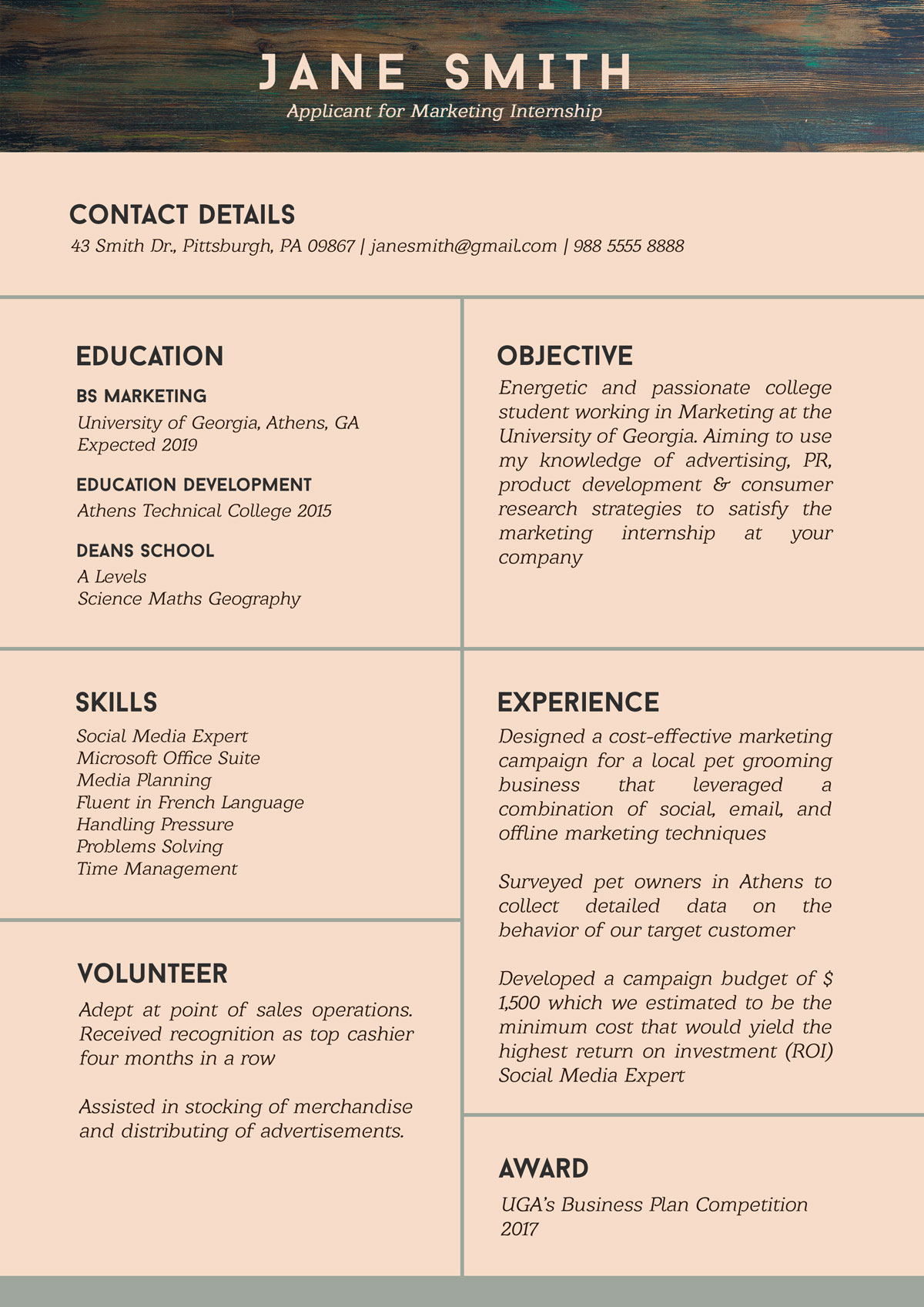 free-resume-template-for-internship-student-with-no-experience-designbolts