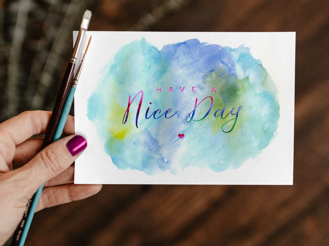 Download Free Watercolor Painting Greeting Card Mockup PSD | Designbolts