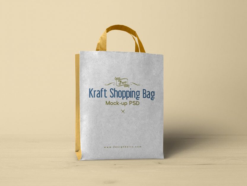 Download Free Kraft Paper Shopping Bag Mockup PSD | Designbolts