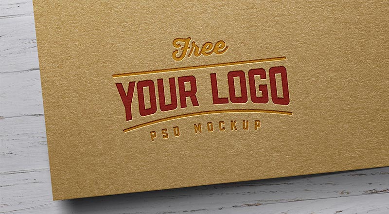 Download Free Kraft Paper Letterpress Logo Mockup PSD | Designbolts