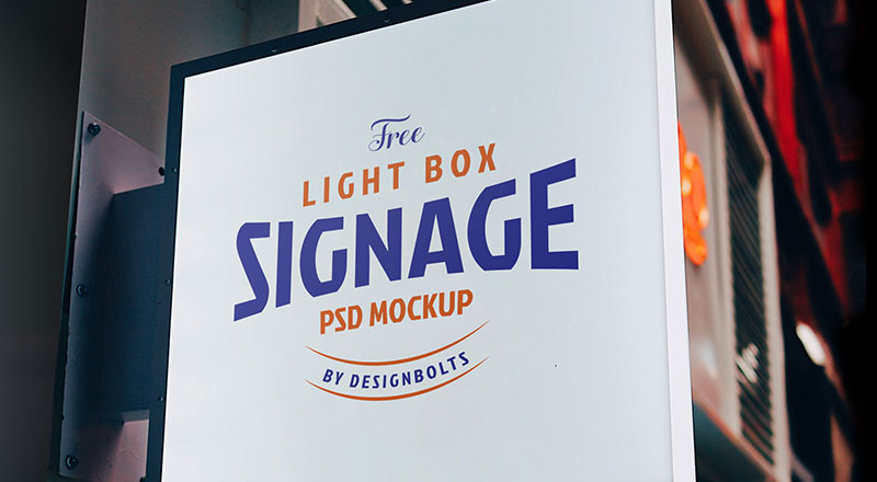 Download Free Light Box Signage Board Mockup PSD | Designbolts