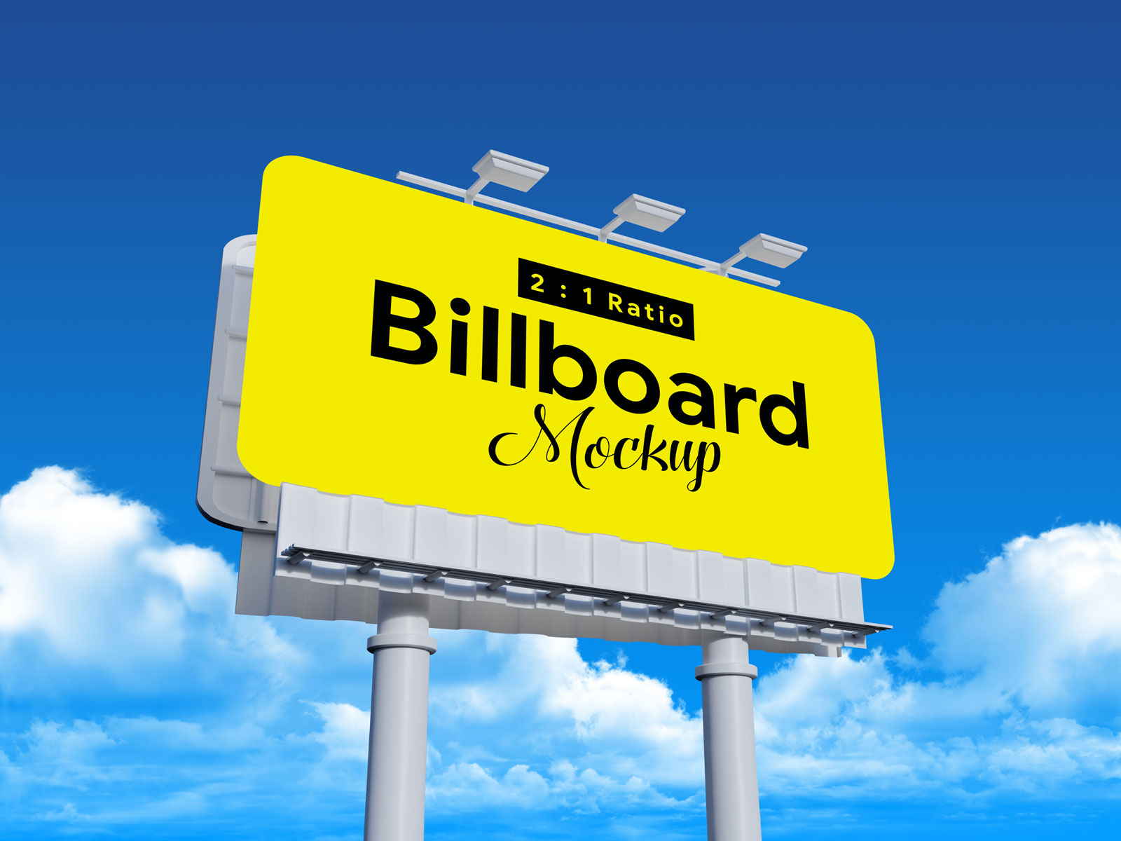 Free 2:1 Outdoor Advertising Rounded Corners Billboard Mockup PSD | Designbolts