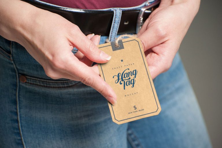 Download Free Hand Holding Kraft Paper Hang Tag Mockup PSD | Designbolts