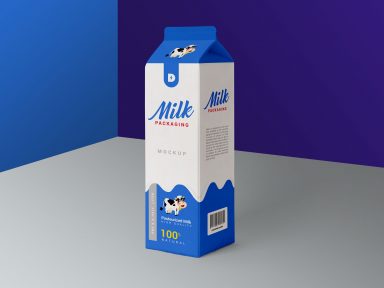 Free Milk Carton Box Packaging Mockup PSD - Designbolts