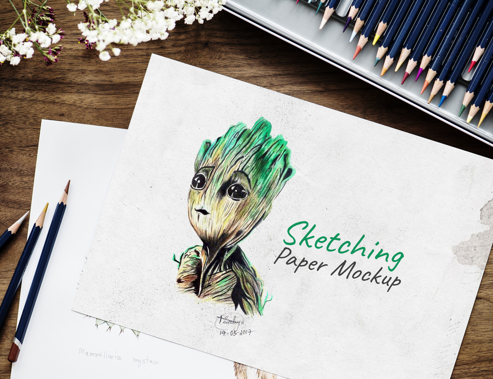Download Free Sketching / Drawing Paper Mockup PSD | Designbolts