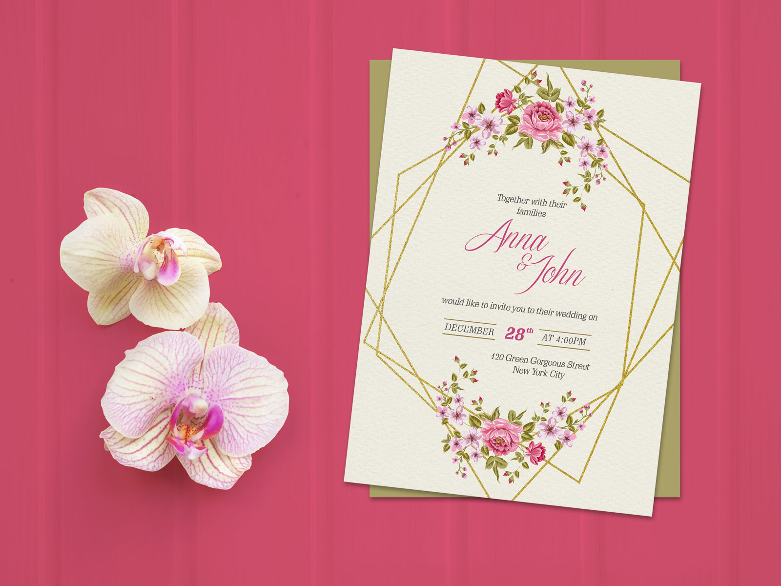 Free Wedding Invitation Card Template & Mockup PSD | Designbolts