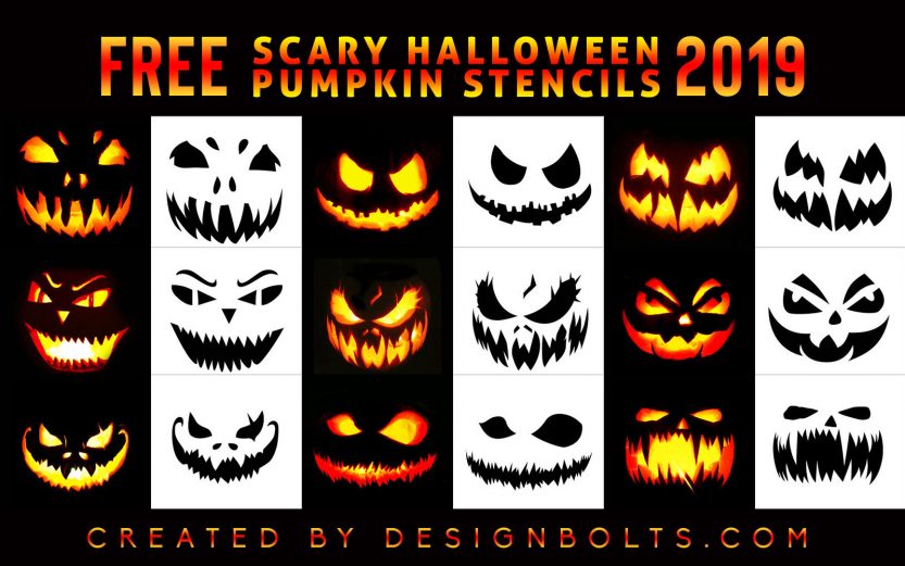 10 Free Scary Halloween Pumpkin Carving Stencils Patterns Ideas 2019 Jack O Lantern Faces