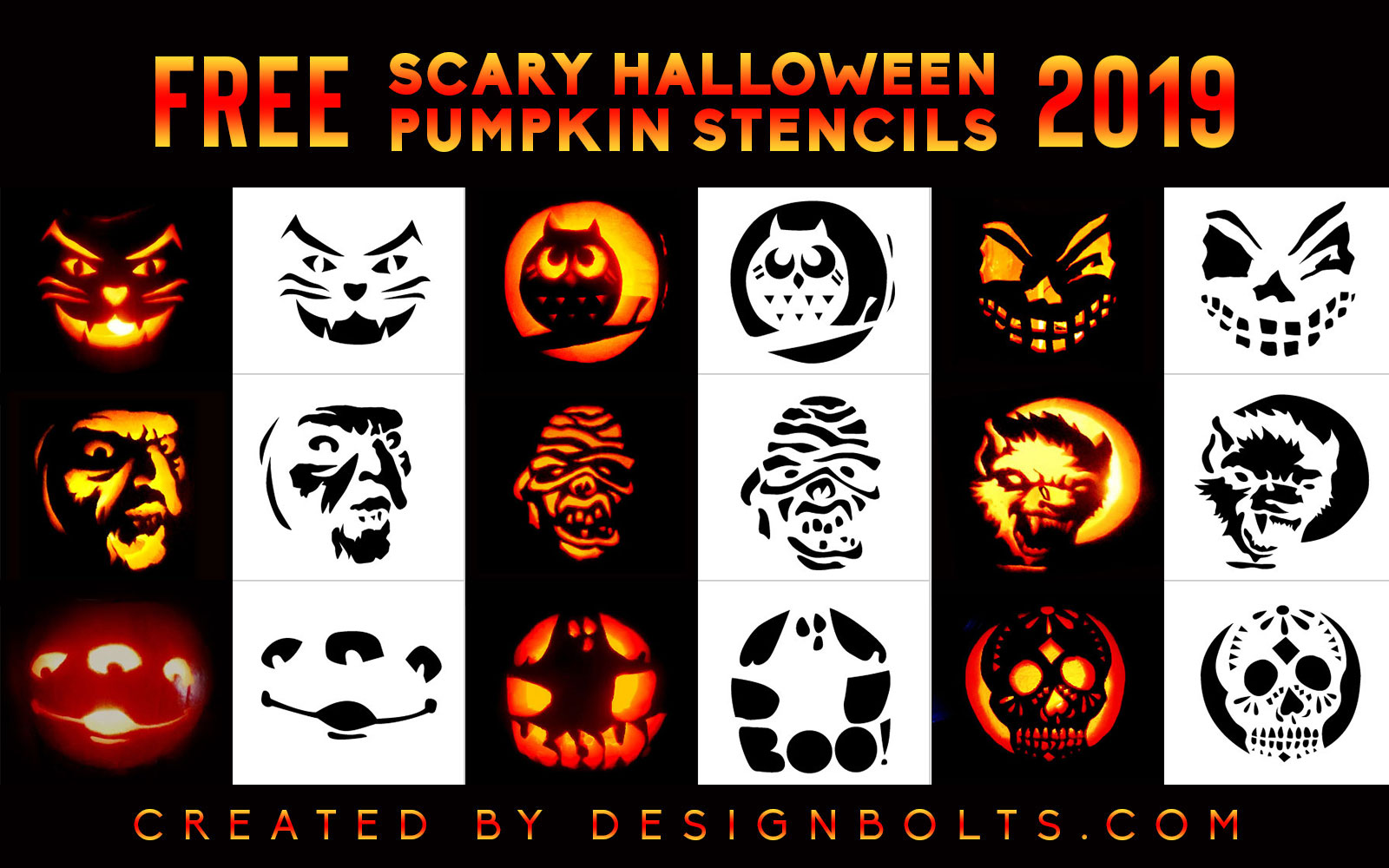 Pumpkin Carving Scary Templates