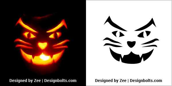 easy pumpkin carving cat face stencils
