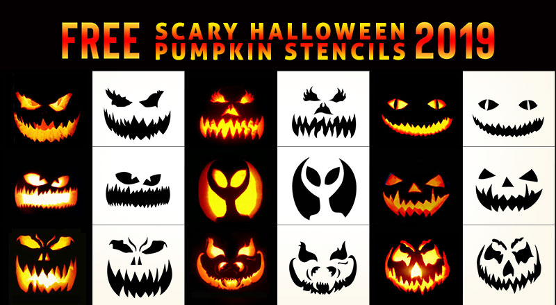 10 Free Scary Halloween Pumpkin Carving Stencils, Faces, Templates ...