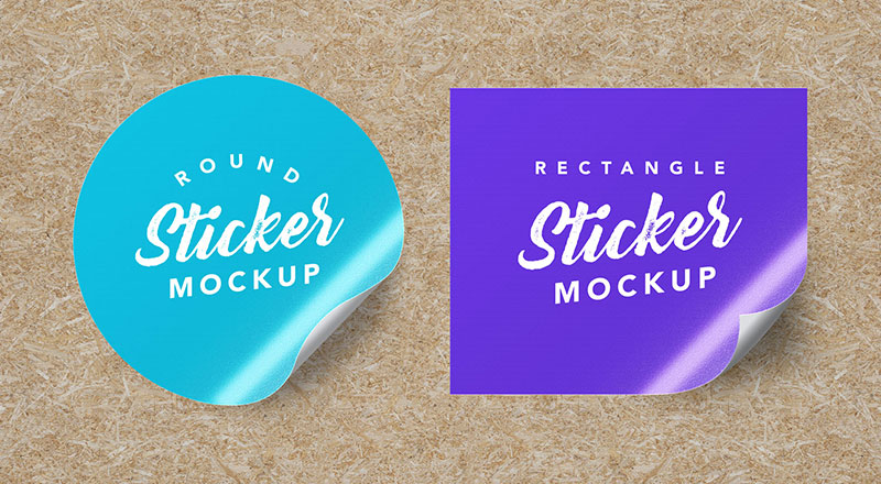 Free Textured Round & Rectangle Sticker Mockup PSD ...