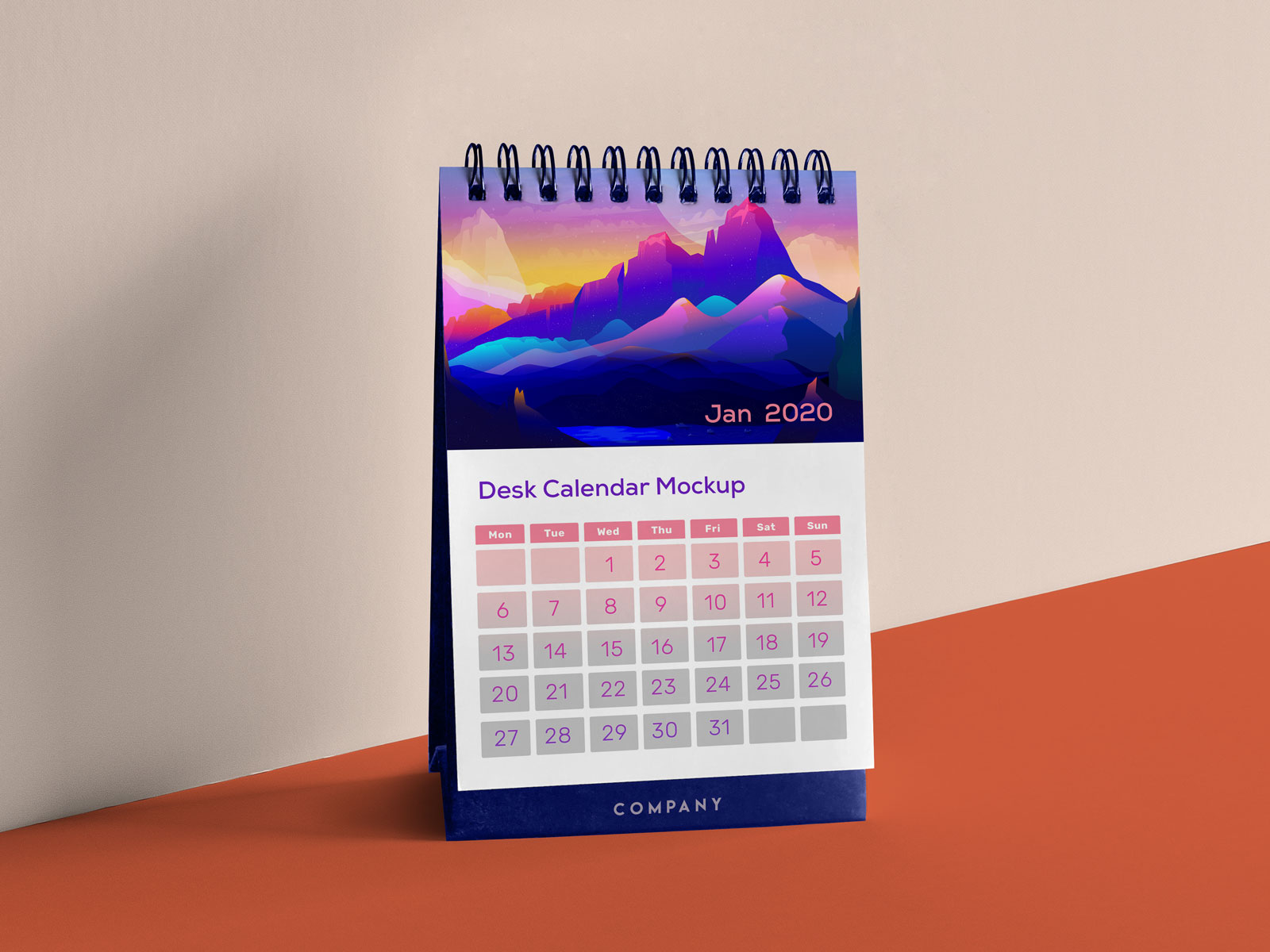 Free Table / Desk Calendar Mockup PSD Designbolts