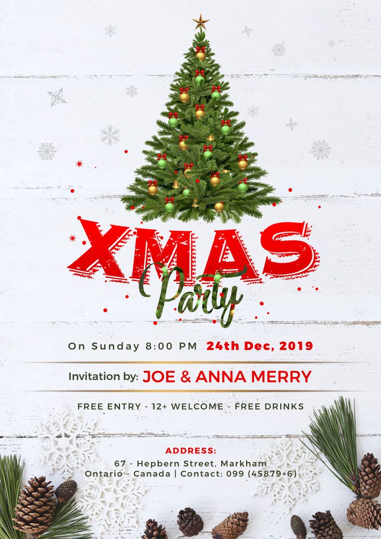 Free Christmas Party Flyer Design Template 2019 In PSD Format Designbolts