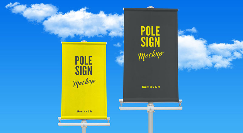 Download Free Outdoor Advertising Modern Street Pole Banner Mockup Psd Designbolts