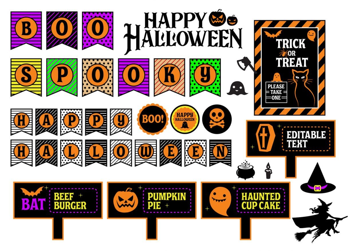 Free Easy To Print & Cut Halloween Party Decorations 2019