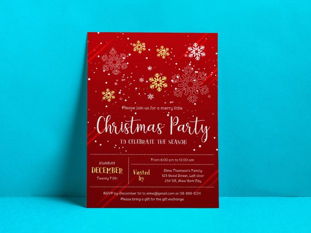 Free Christmas Party Flyer Design Vector Template Ai Format - Designbolts