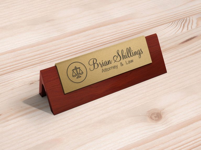 Free Office Desk Name Plate Mockup PSD Designbolts