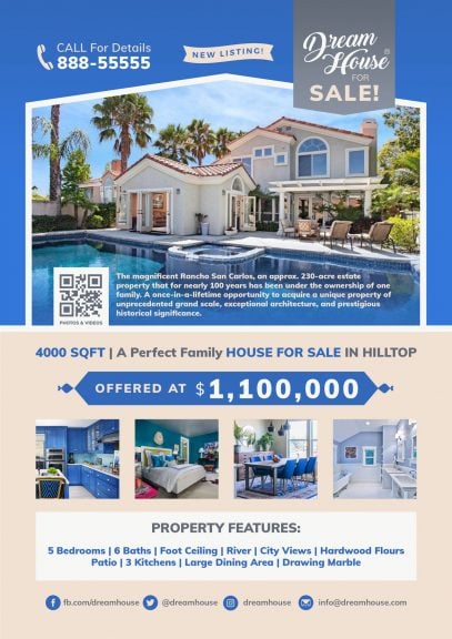 Free Real Estate / House for Sale Flyer Template in PSD - Designbolts