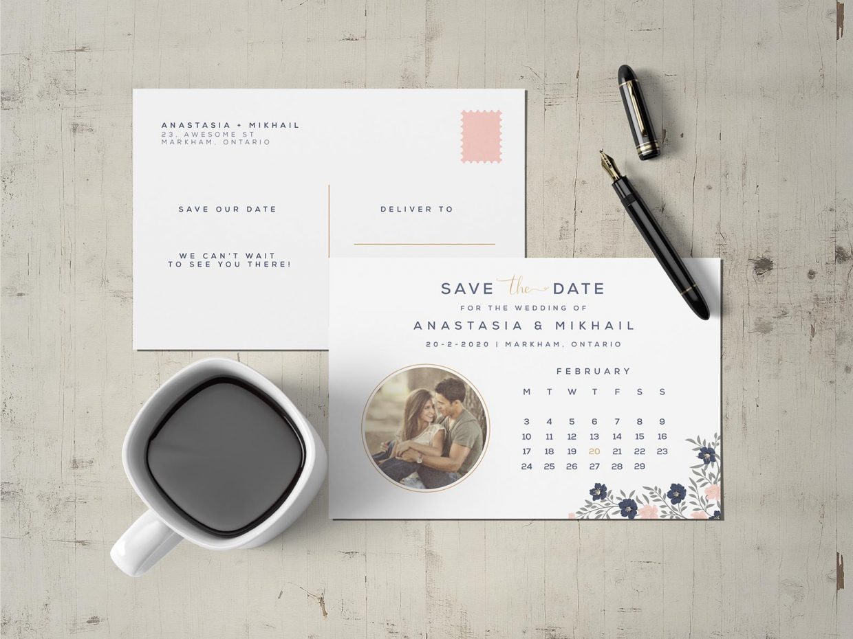 Download Free Save the Date Postcard Design Template & Envelope ...